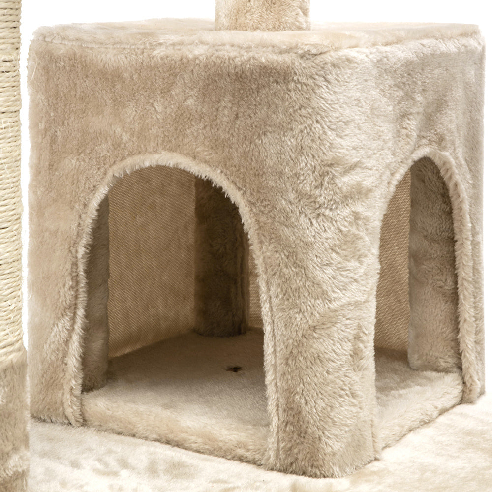 Cat Tree 180cm Trees Scratching Post Scratcher Tower Condo House Furniture Wood Beige