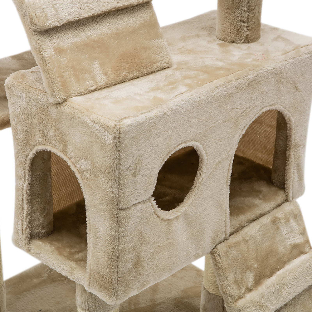 Cat Tree 180cm Trees Scratching Post Scratcher Tower Condo House Furniture Wood Beige