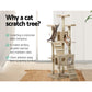 Cat Tree 180cm Trees Scratching Post Scratcher Tower Condo House Furniture Wood Beige