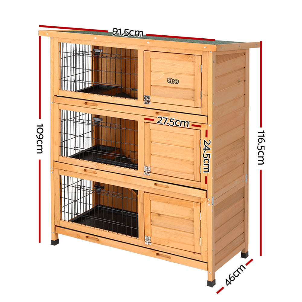 Rabbit Hutch Hutches Large Metal Run Wooden Cage Waterproof Outdoor Pet House Chicken Coop Guinea Pig Ferret Chinchilla Hamster 91.5cm x 46cm x 116.5cm