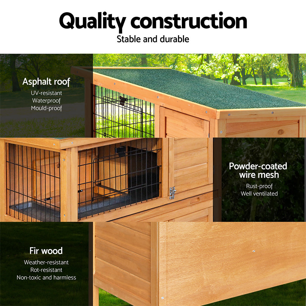 Rabbit Hutch Hutches Large Metal Run Wooden Cage Waterproof Outdoor Pet House Chicken Coop Guinea Pig Ferret Chinchilla Hamster 91.5cm x 46cm x 116.5cm