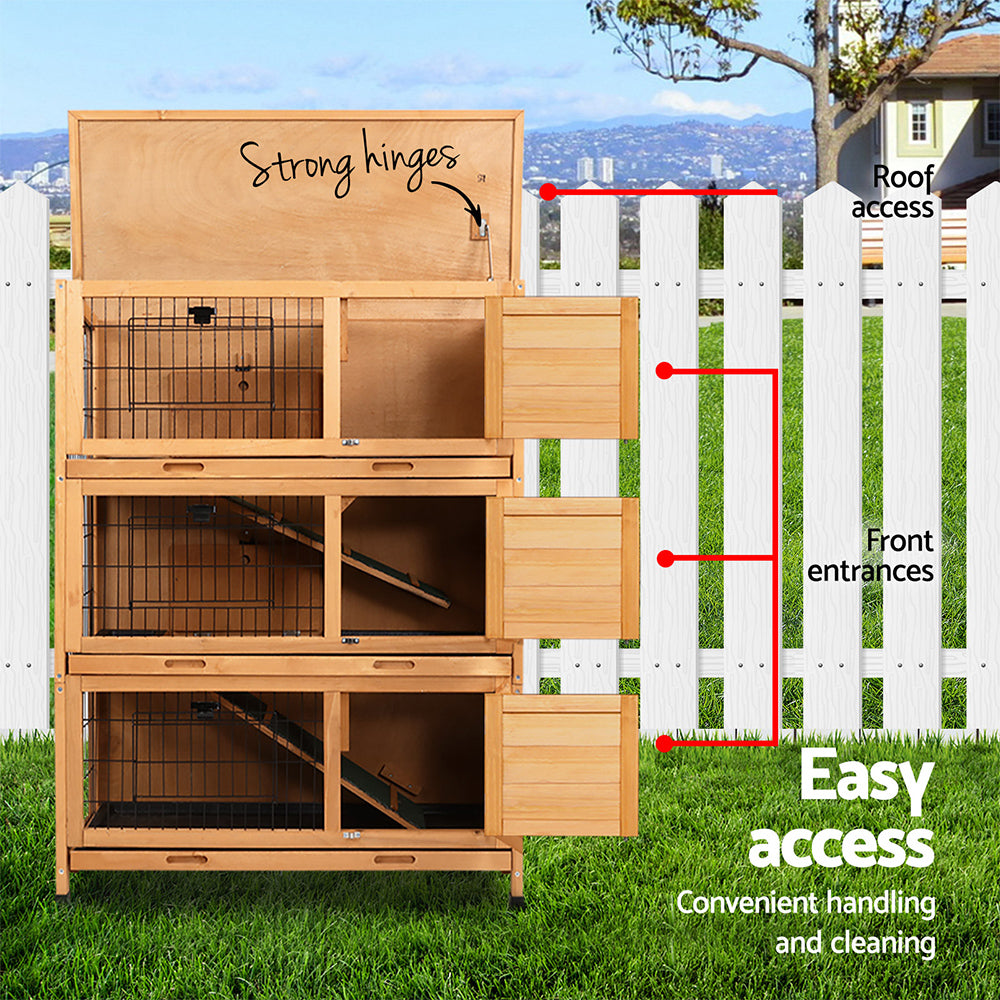 Rabbit Hutch Hutches Large Metal Run Wooden Cage Waterproof Outdoor Pet House Chicken Coop Guinea Pig Ferret Chinchilla Hamster 91.5cm x 46cm x 116.5cm