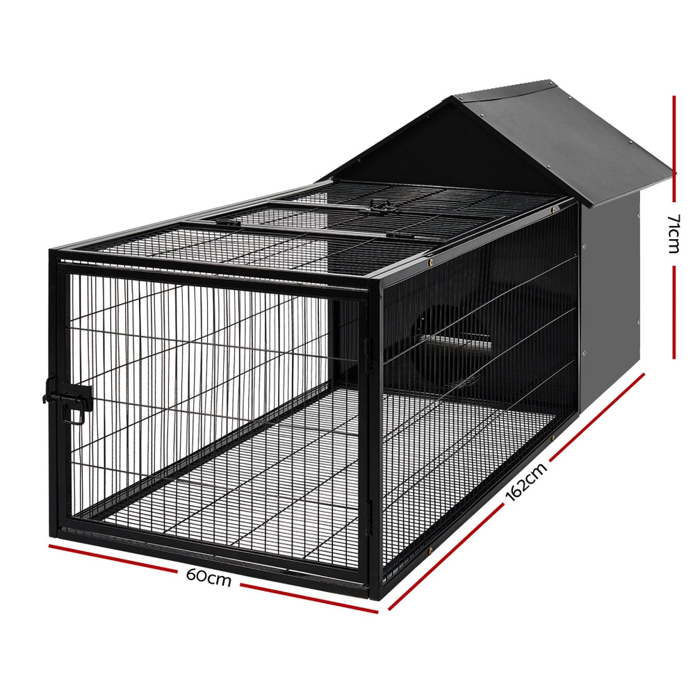 Rabbit Cage Hutch Cages Indoor Outdoor Hamster Enclosure Pet Metal Carrier 162CM Length