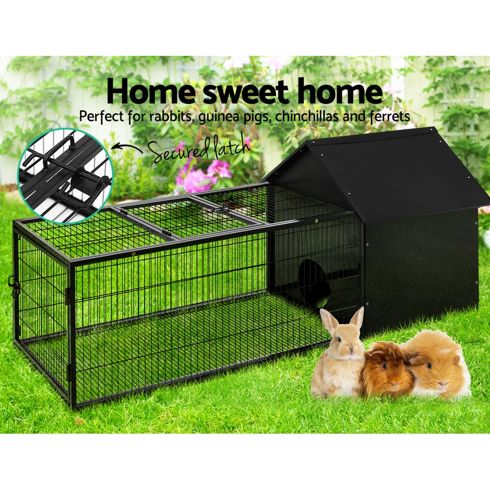 Rabbit Cage Hutch Cages Indoor Outdoor Hamster Enclosure Pet Metal Carrier 162CM Length