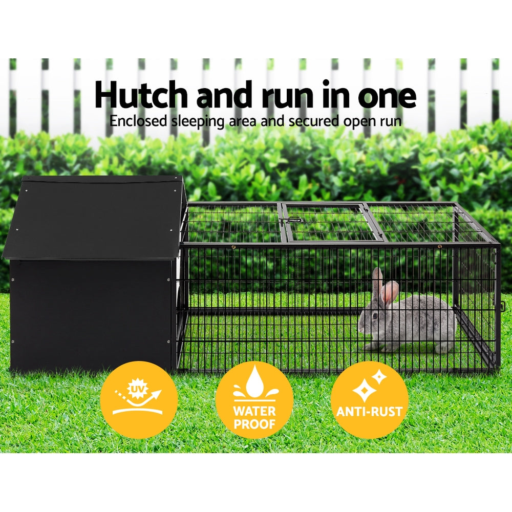 Rabbit Cage Hutch Cages Indoor Outdoor Hamster Enclosure Pet Metal Carrier 162CM Length