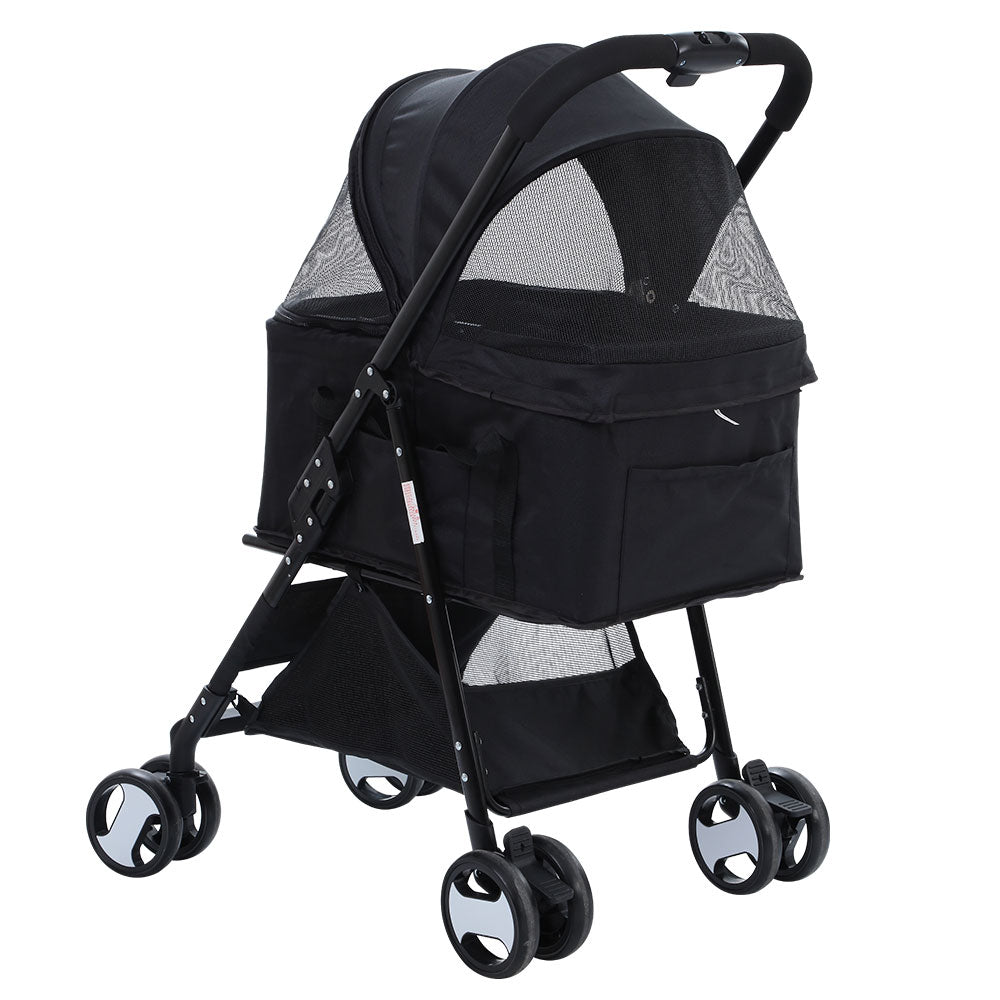 Pet Stroller Dog Carrier Foldable Pram 3 IN 1 Middle Size Black