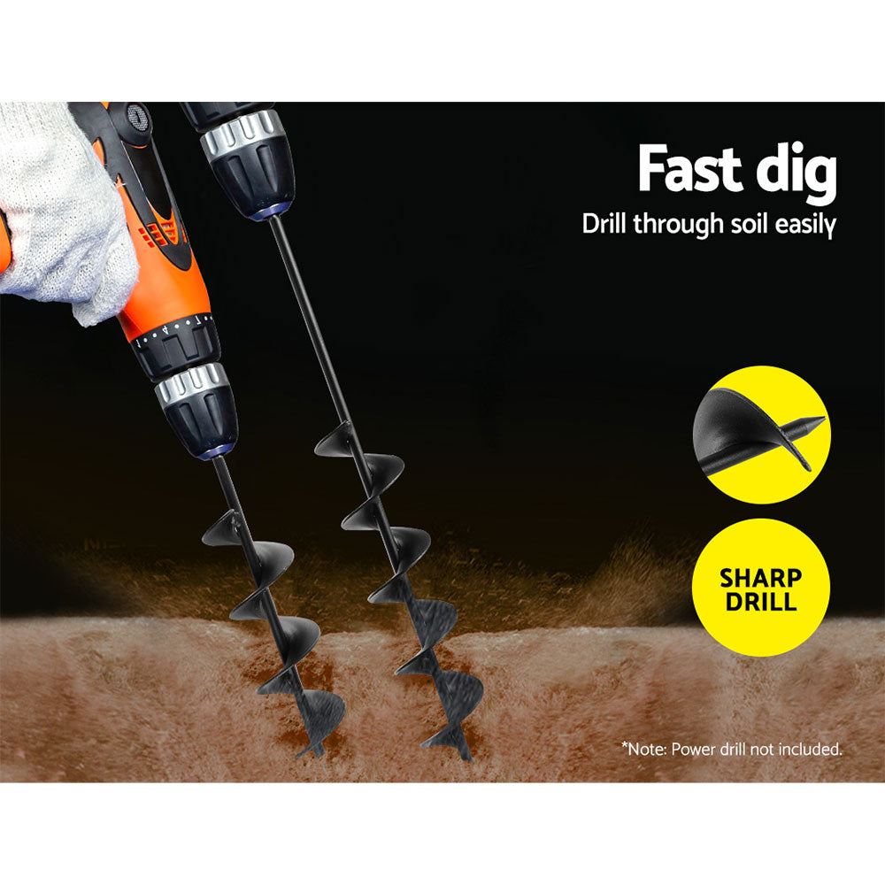 Power Garden Spiral Auger Hole Digger Earth Drill Bit Φ75x300 & 600mm