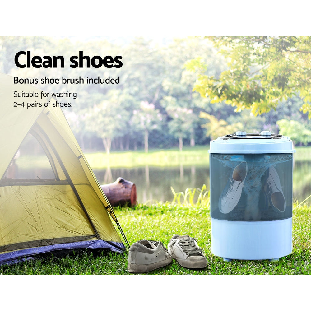 3KG Mini Portable Washing Machine Shoes Wash Top Load Spin Camp Caravan