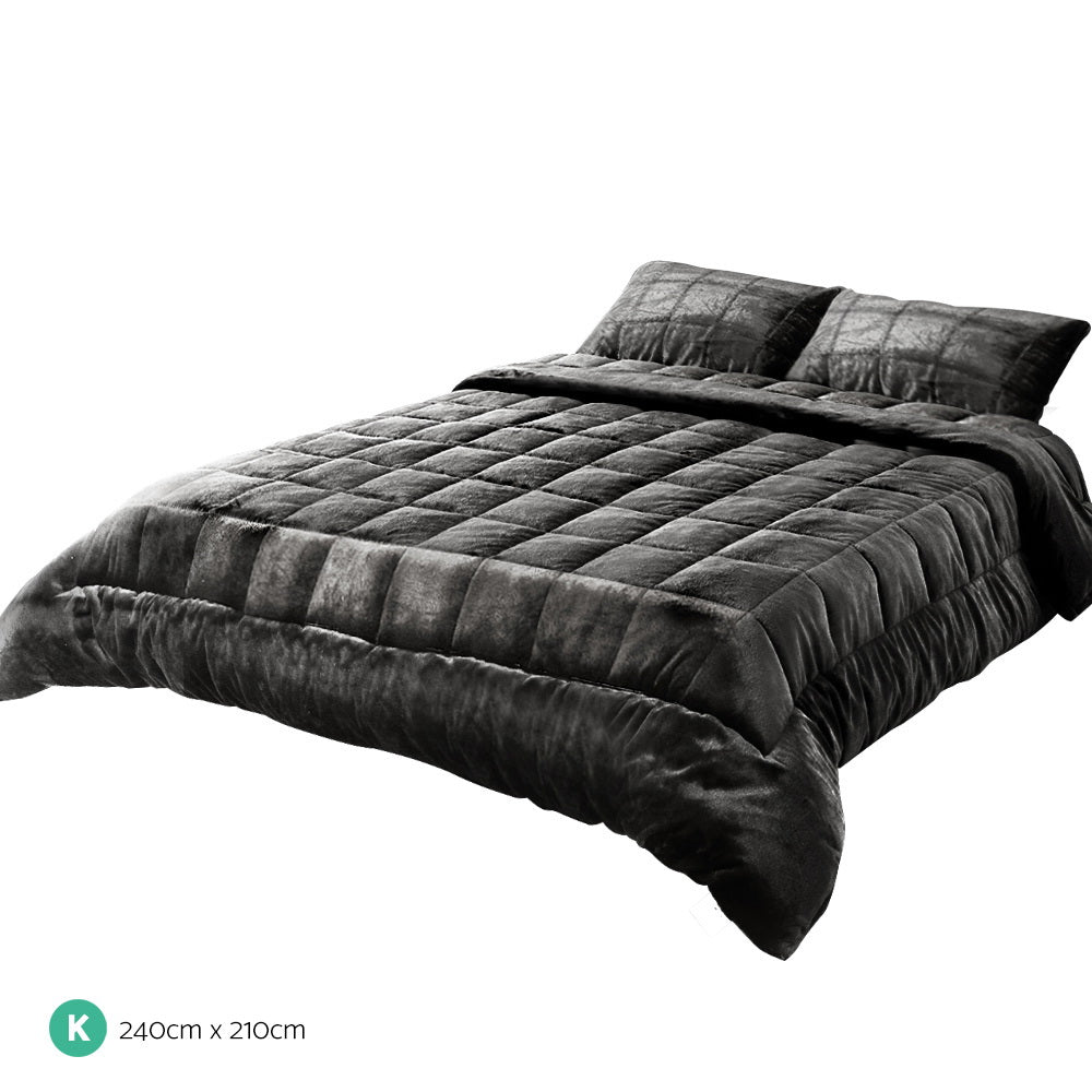 Bedding Faux Mink Quilt King Size Charcoal