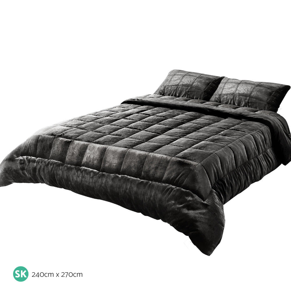 Bedding Faux Mink Quilt Super King Charcoal