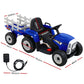 Ride On Car Tractor Trailer Toy Kids Electric Cars 12V Battery Blue