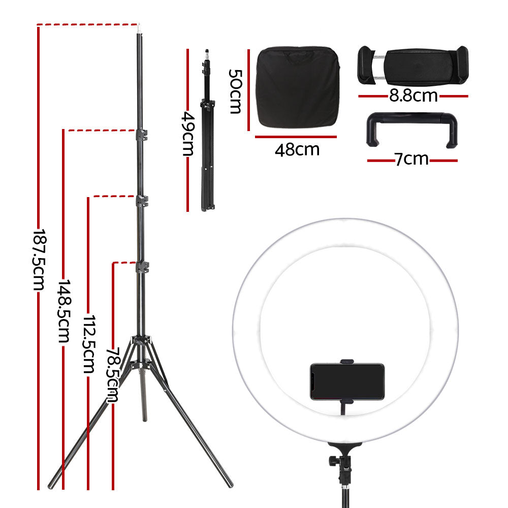 Ring Light 19" LED 6500K 5800LM Dimmable Diva With Stand Silver