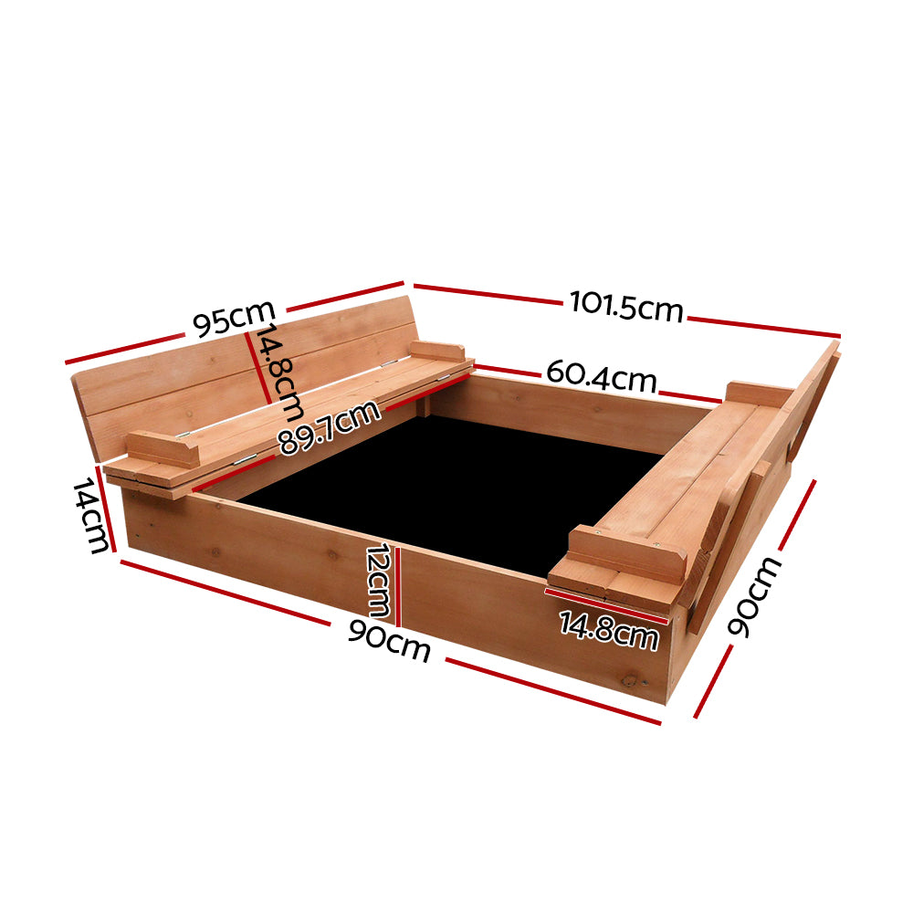 Wooden Outdoor Sandpit Set - Natural Wood