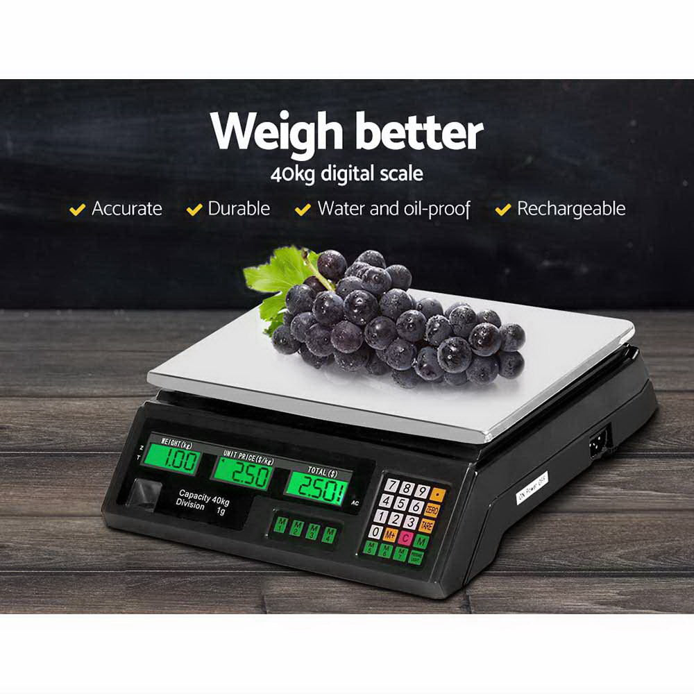 Scales Digital Accurate 40KG Weighing Kitchen Scales Platform Scales LCD Black