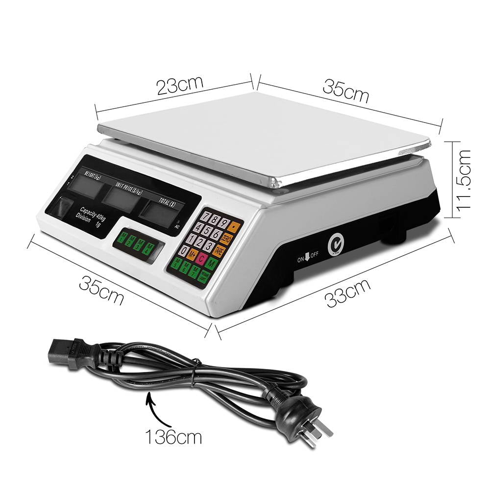 Scales Digital Accurate 40KG Weighing Kitchen Scales Platform Scales LCD White