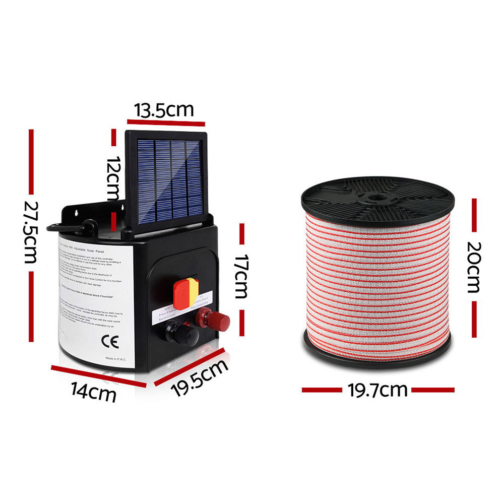 3km Solar Electric Fence Energiser Charger with 400M Tape and 25pcs Insulators