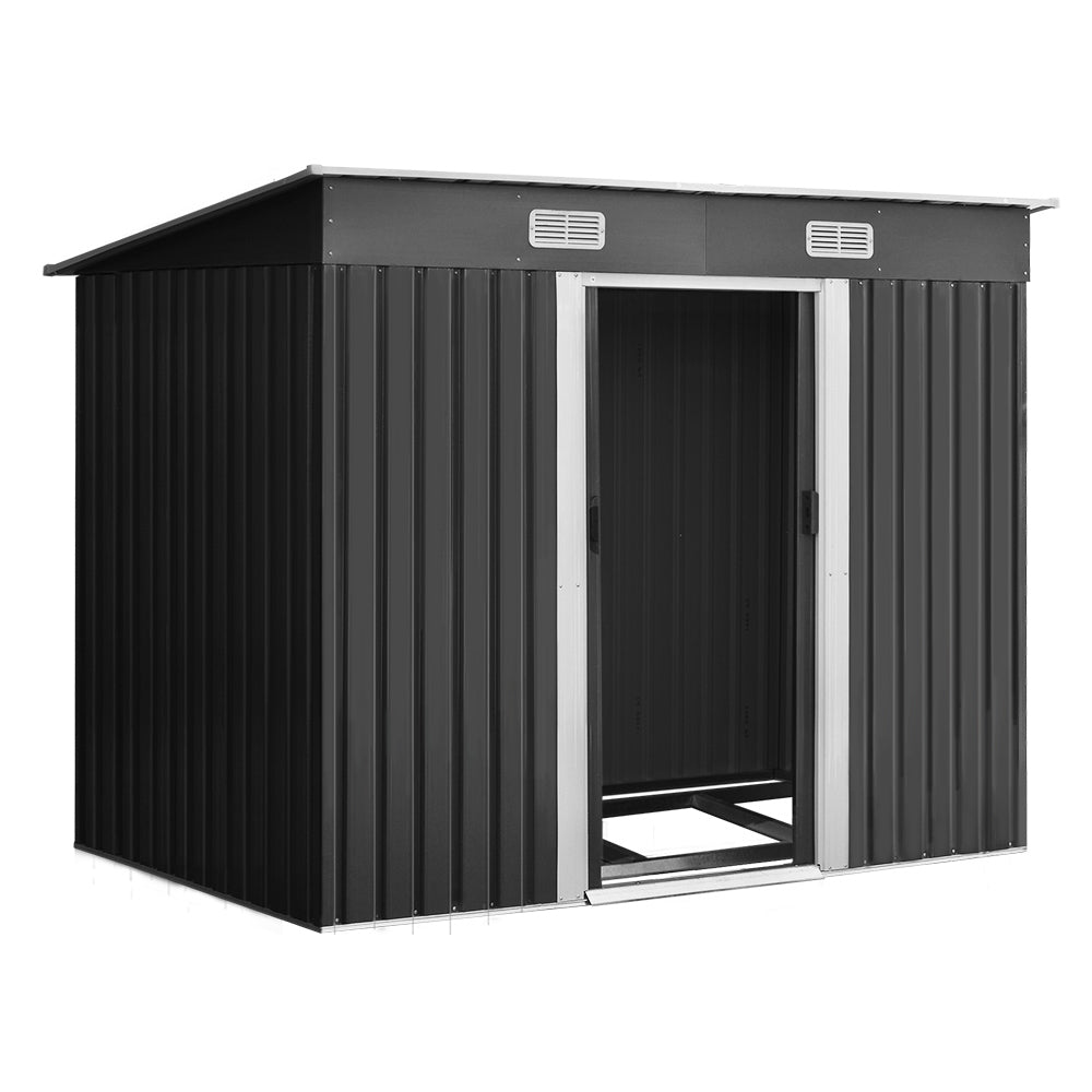 Garden Shed Outdoor Storage Sheds 2.38x1.31M Tool Metal Base House Grey