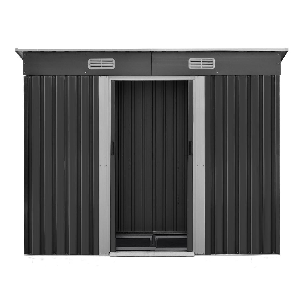 Garden Shed Outdoor Storage Sheds 2.38x1.31M Tool Metal Base House Grey