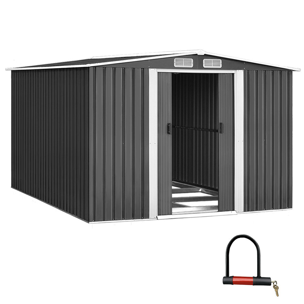 Garden Shed Outdoor Storage Sheds 2.58x3.14x2.02M Workshop Metal Base Grey