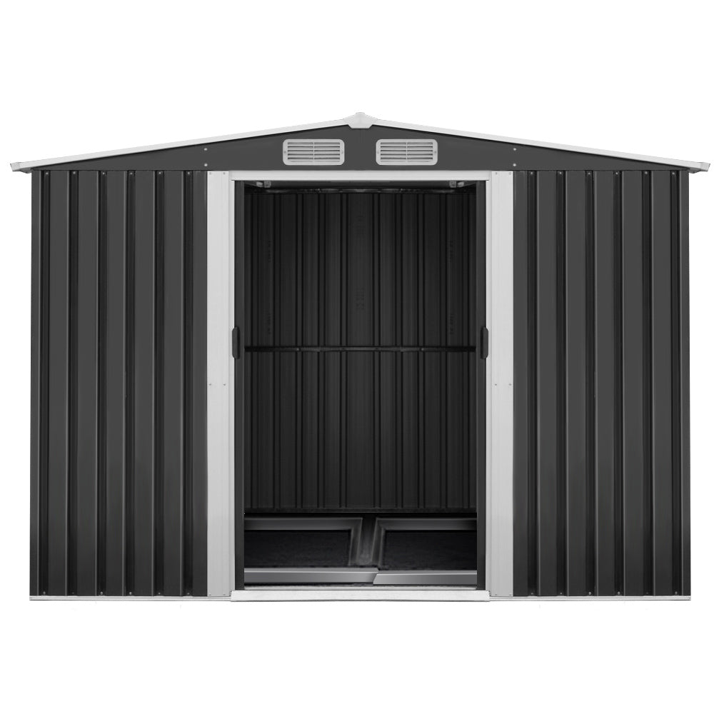 Garden Shed Outdoor Storage Sheds 2.58x3.14x2.02M Workshop Metal Base Grey