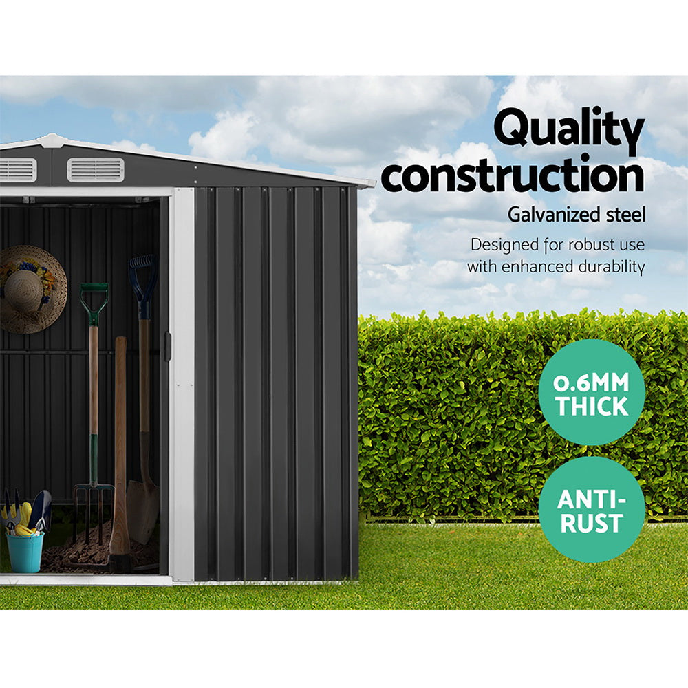 Garden Shed Outdoor Storage Sheds 2.58x3.14x2.02M Workshop Metal Base Grey