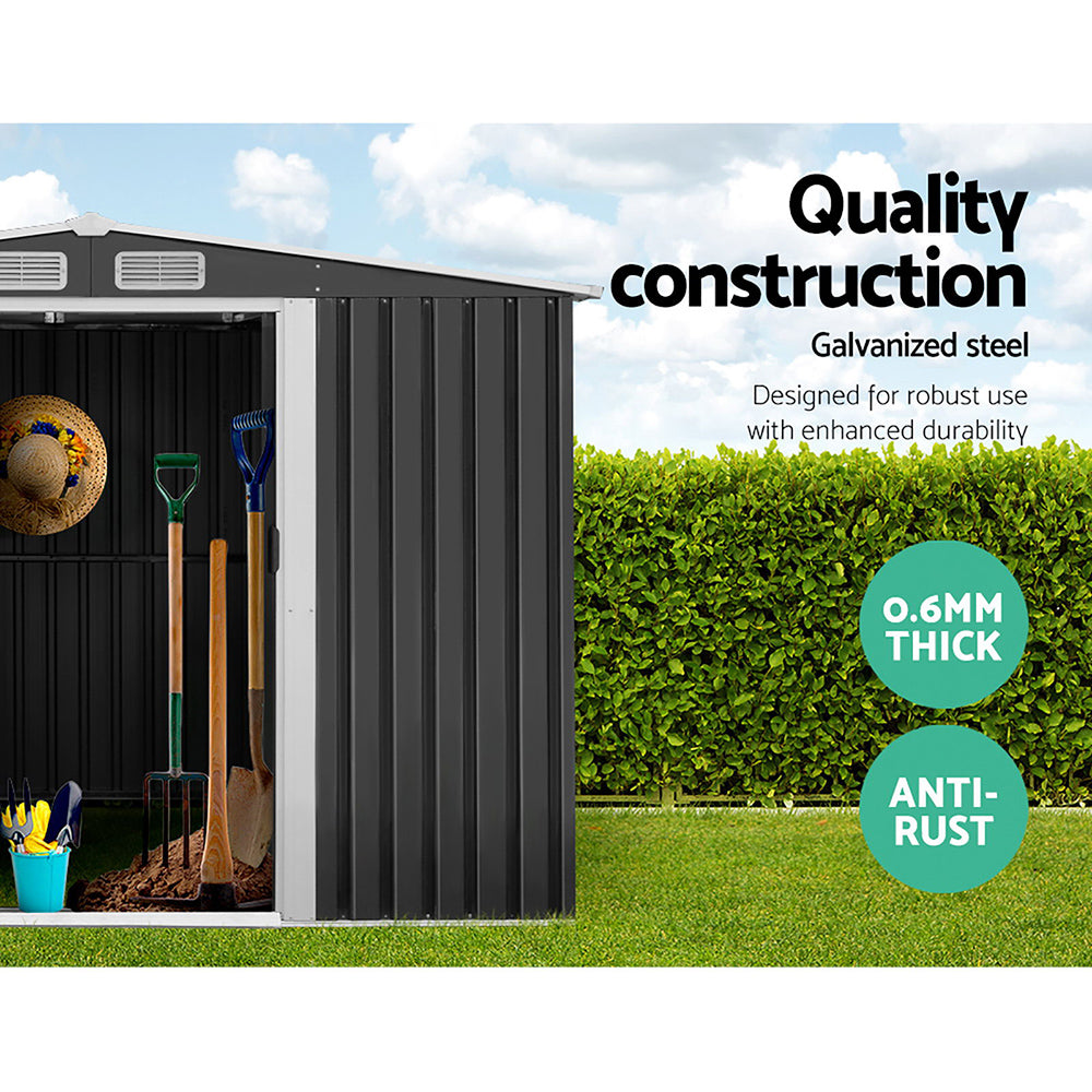 Garden Shed Outdoor Storage Sheds 2.6x3.9x2M Workshop Metal Base Grey