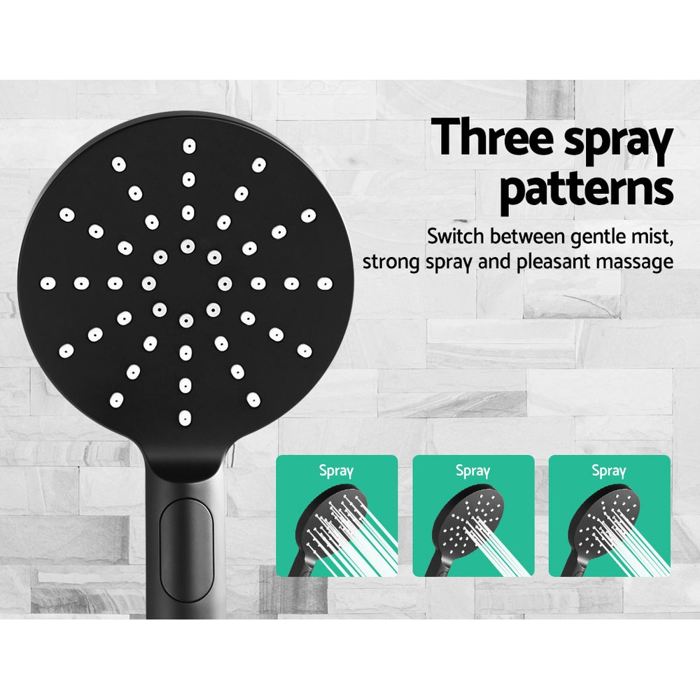 WELS 9'' Rain Shower Head Set Round Handheld High Pressure Wall Black