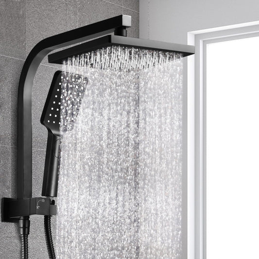 WELS 8'' Rain Shower Head Set Square Handheld High Pressure Wall Black