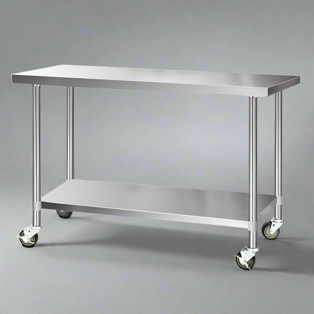 304 Stainless Steel Kitchen Bench with Wheels | Variety Trade Source
