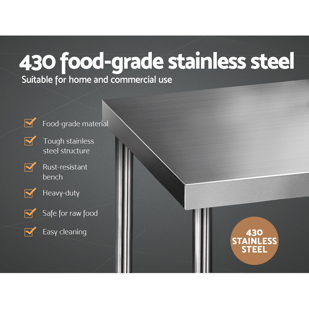 1829 x 762mm Commercial Stainless Steel Kitchen Bench