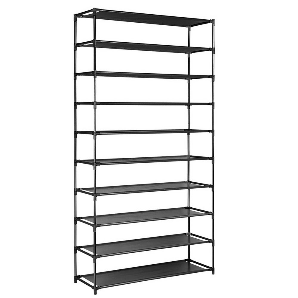 Shoe Rack 10-Tier (50 Pair) Shoes Organiser DIY Stackable Organizer Storage Shelf Stand Holder Portable Wardrobe Black