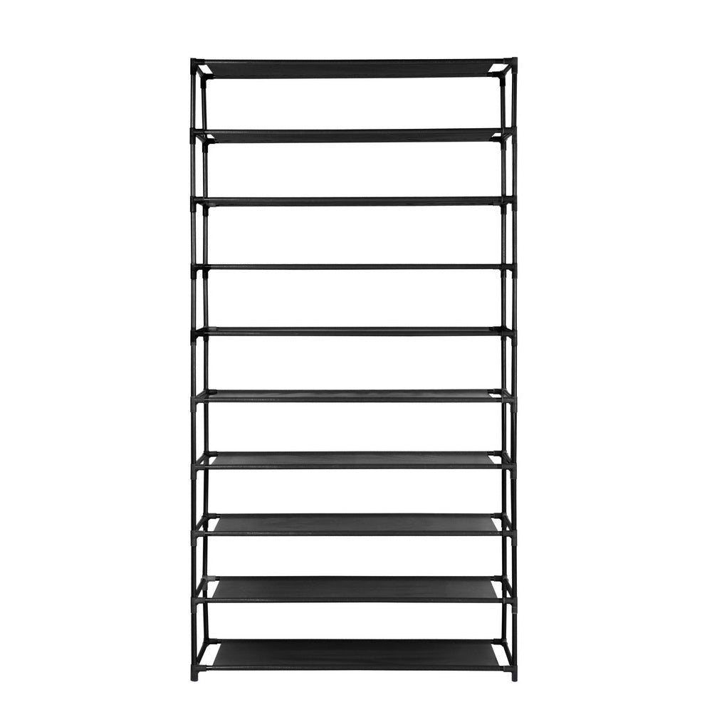 Shoe Rack 10-Tier (50 Pair) Shoes Organiser DIY Stackable Organizer Storage Shelf Stand Holder Portable Wardrobe Black