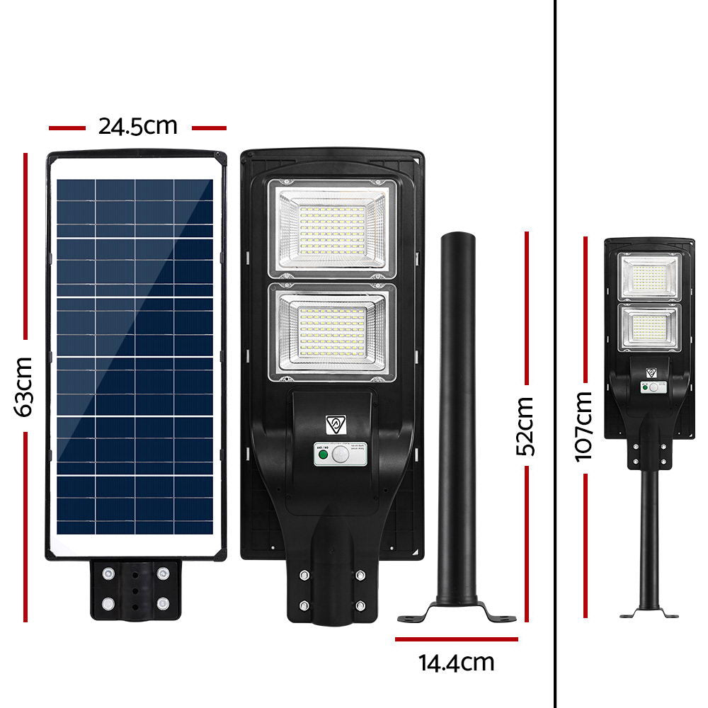 160 LED Solar Street Light 120W Flood Motion Sensor Remote Outdoor Wall Lamp