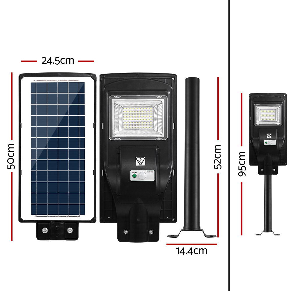 80 LED Solar Street Light 90W Flood Motion Sensor Remote Outdoor Wall Lamp