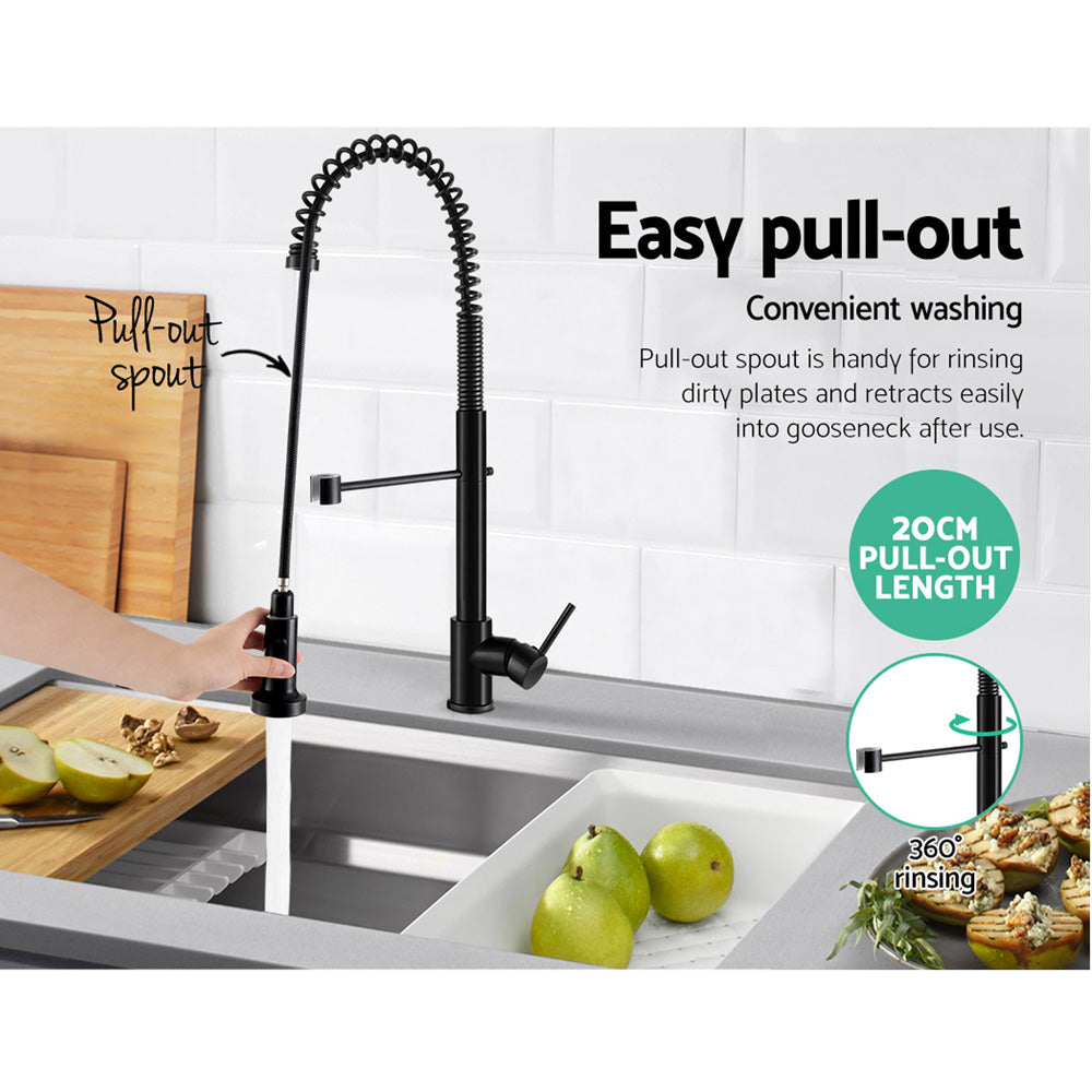 Pull Out Kitchen Tap Mixer Basin Taps Faucet Vanity Sink Swivel Brass WEL In Black