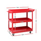 Tool Cart 3 Tier Parts Steel Trolley Mechanic Storage Organizer Red