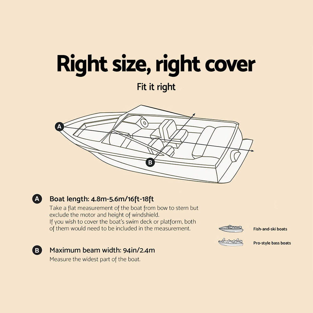 16-18.5ft Boat Cover  Marine Grade 600D