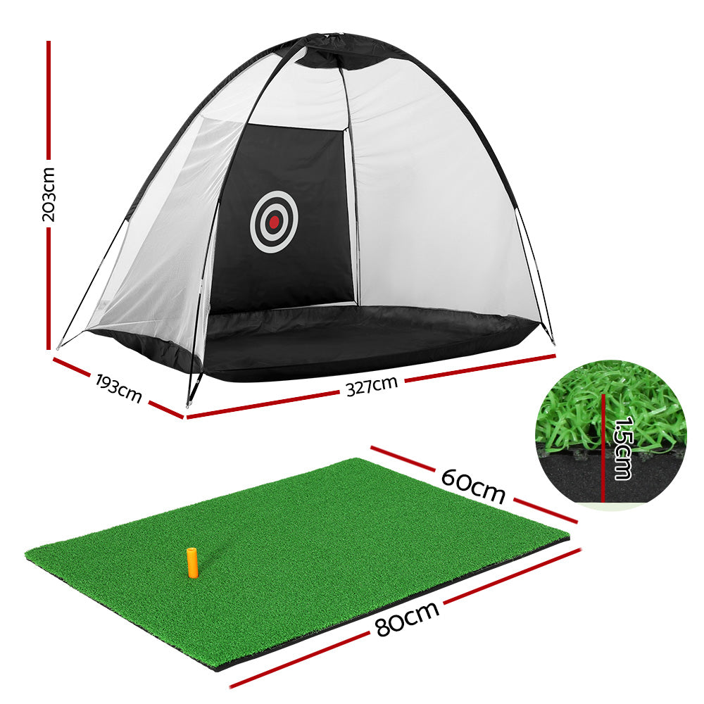 Golf Practice Net And Training Mat Set Cage Training Aid Hitting Mat