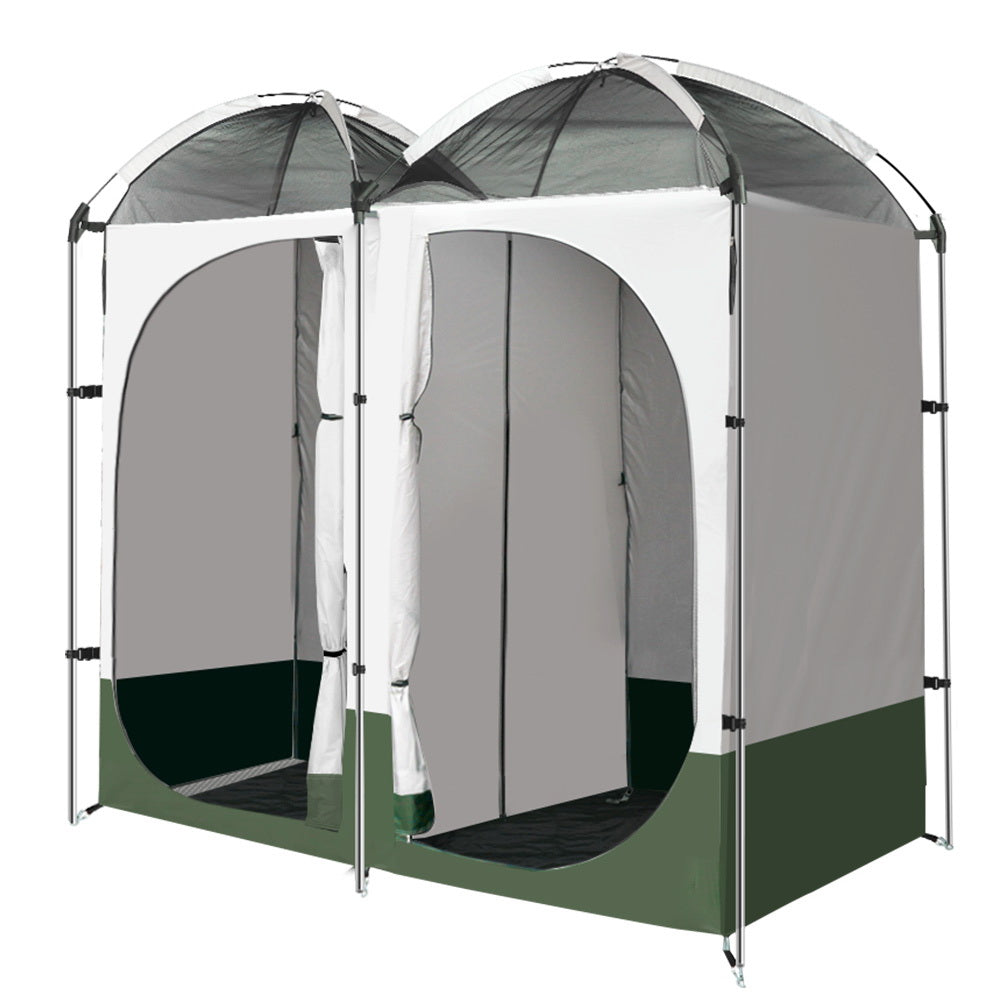 Double Camping Shower Toilet Tent Outdoor Portable Change Room Green