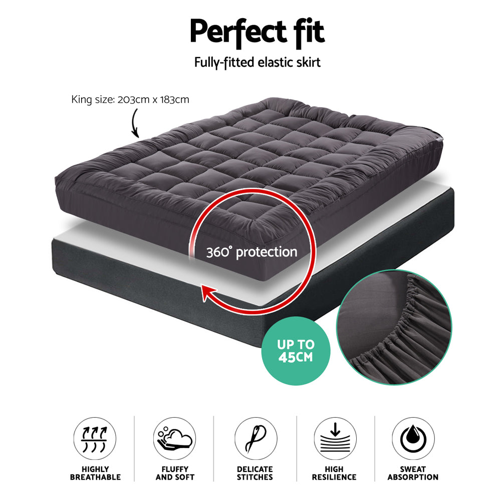 Bedding Mattress Topper Pillowtop Bamboo Charcoal King