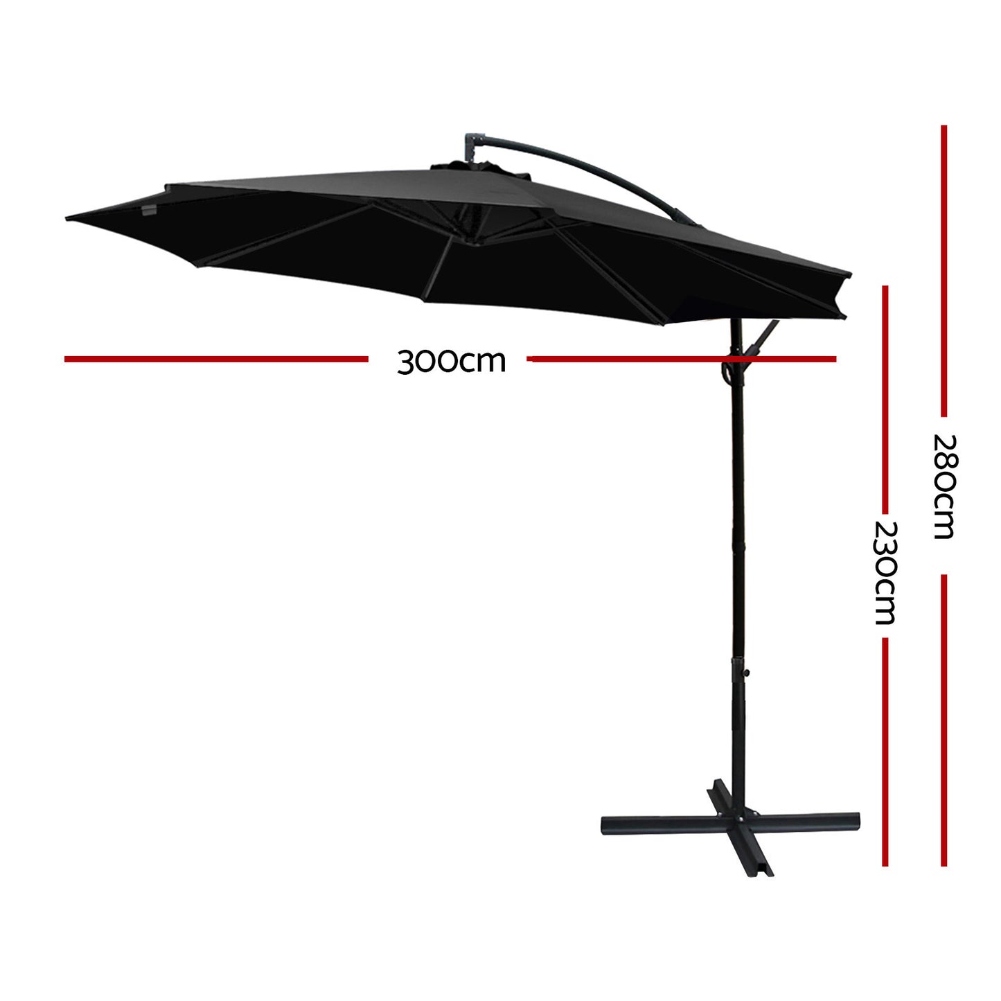 3M Cantilevered Outdoor Umbrella - Black