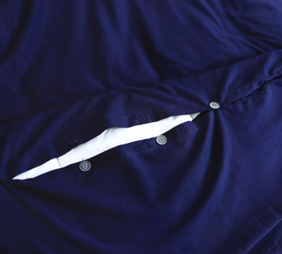 100% Egyptian Cotton Vintage Washed 500TC Navy Blue King Quilt Cover Set
