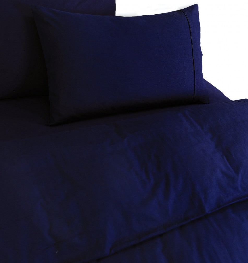 100% Egyptian Cotton Vintage Washed 500TC Navy Blue King Quilt Cover Set