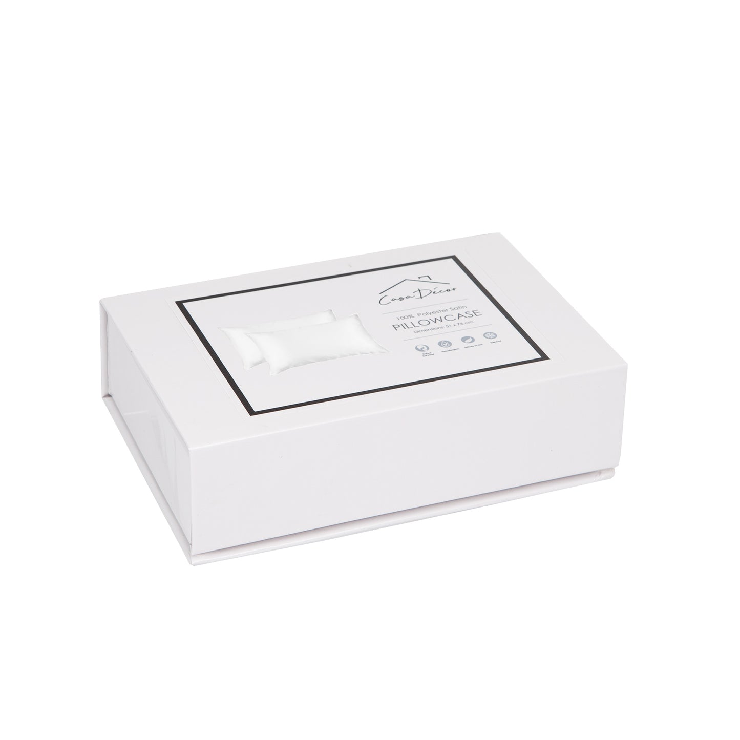 Luxury Satin Pillowcase Twin Pack Size With Gift Box Luxury - White