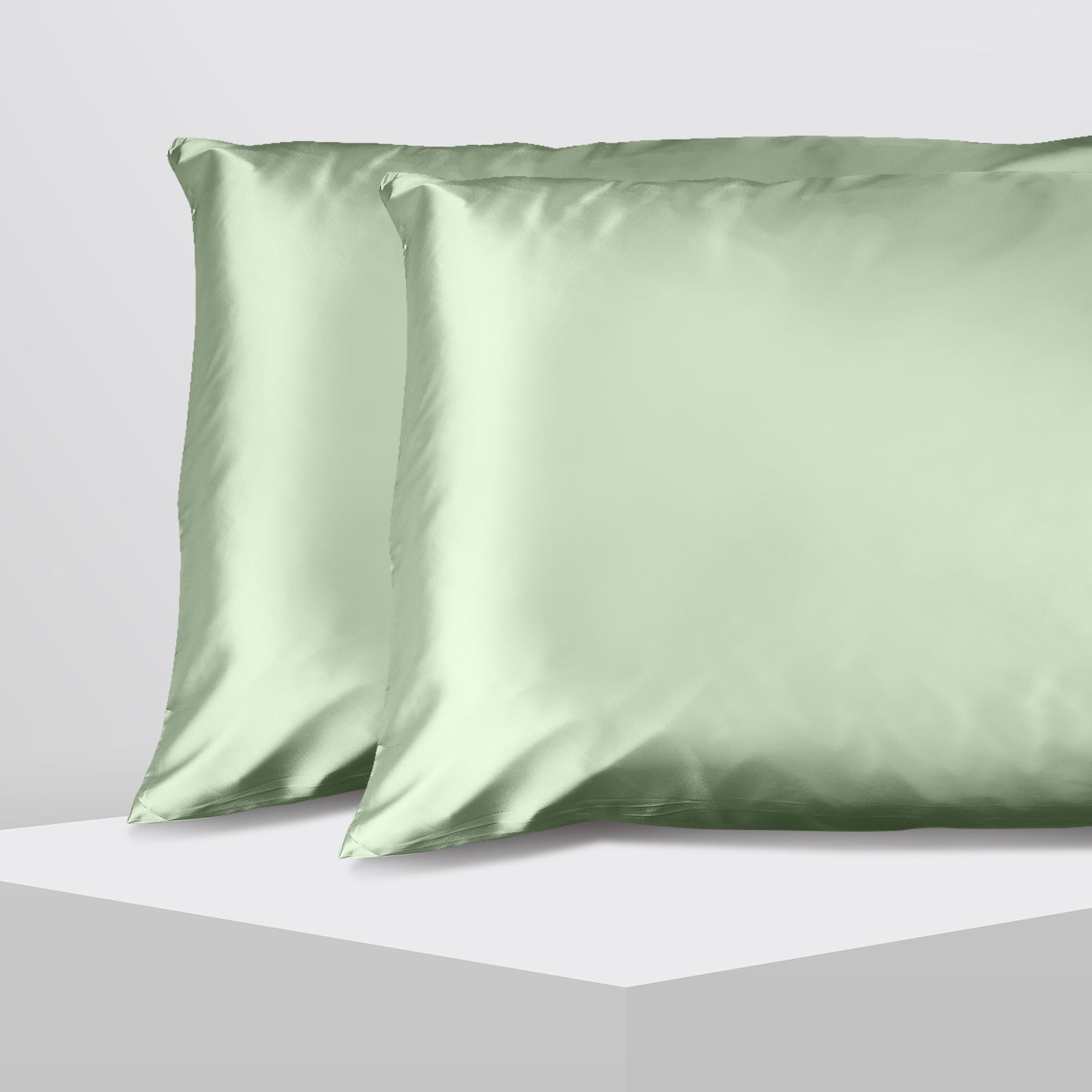 Luxury Satin Pillowcase Twin Pack Size With Gift Box Luxury - Sage Green