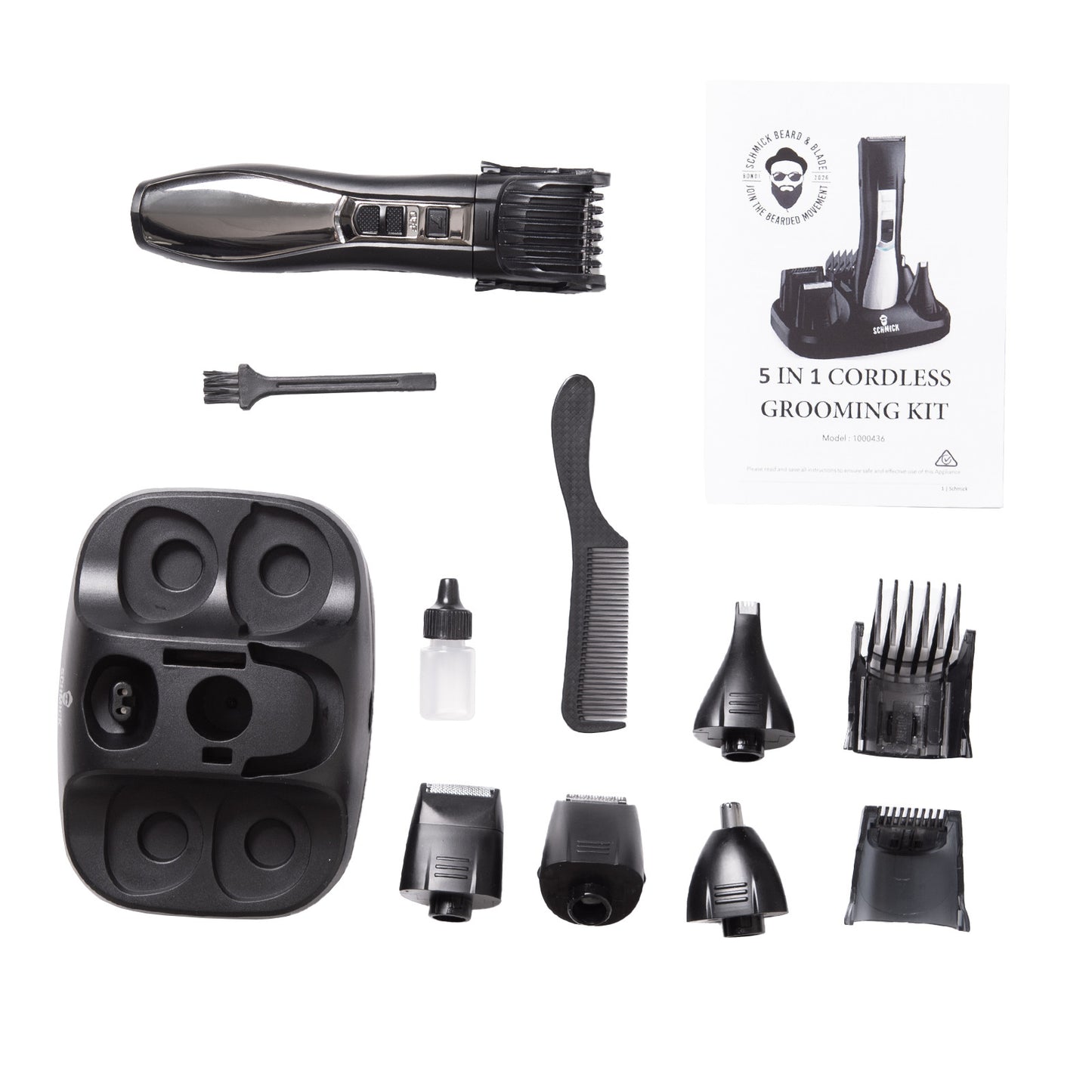 Schmick 5-In-1 Grooming Kit 7 Head Attachments USB Charging Convenient Black