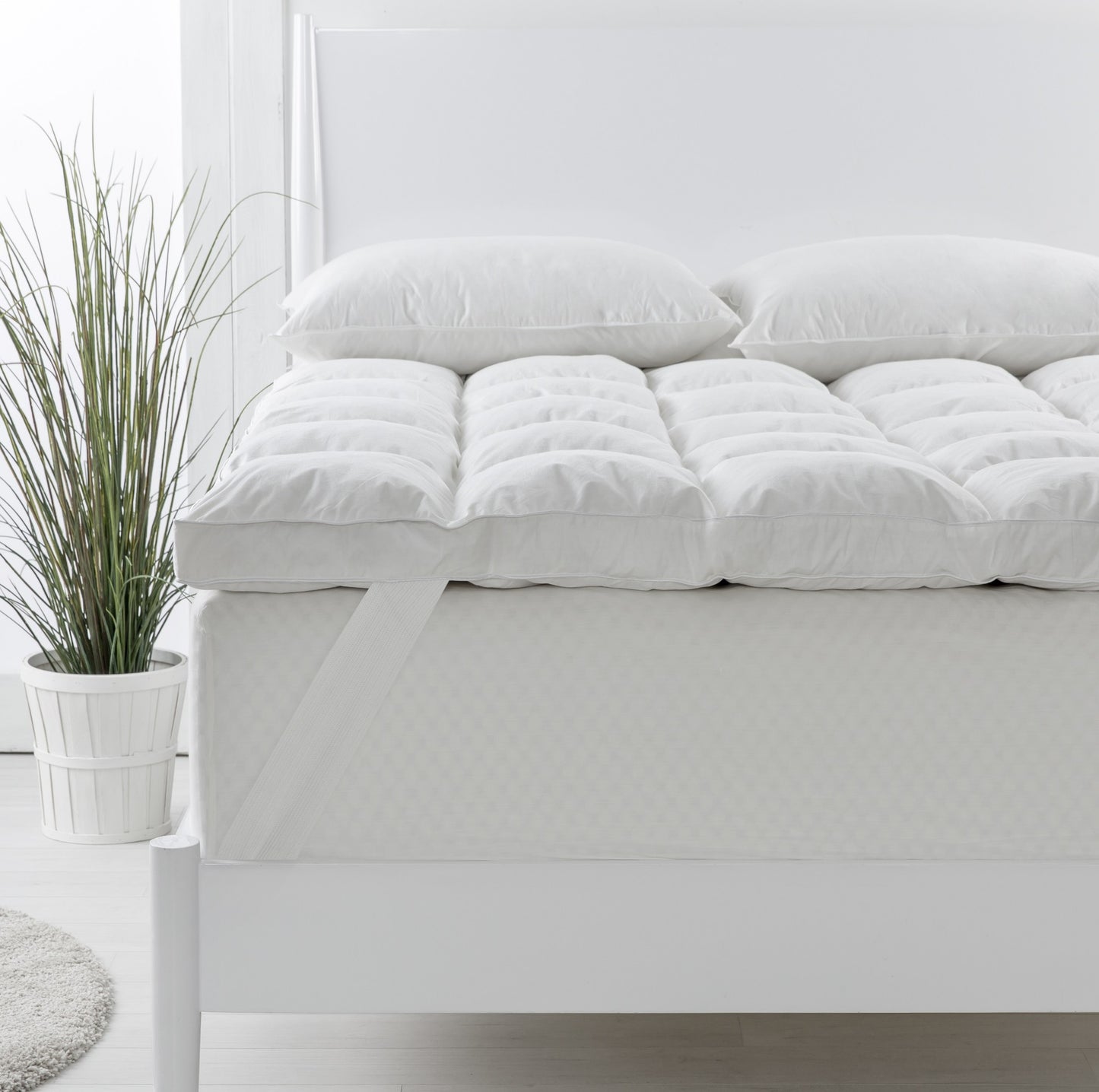 1800GSM Duck Feather Down Topper And 1000GSM 2 Duck Pillows Set - King - White