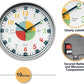 Telling Time Analogue Silent Wall Clock (Standard). Perfect Educational Tool for Homeschool, Classroom, Teachers and Parents