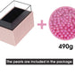 Leather Makeup Brush Cosmetic Organiser Storage Box with Pink Pearls and Acrylic Cover (Pink)