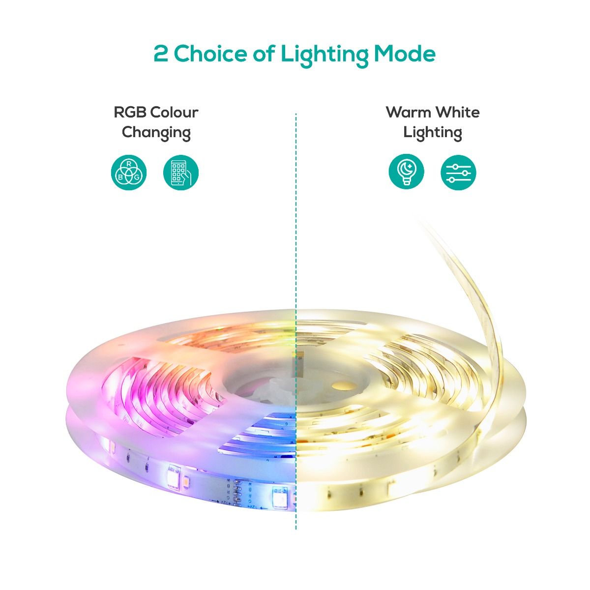 2m IP65 Smart RGB & Warm White LED Strip Lights